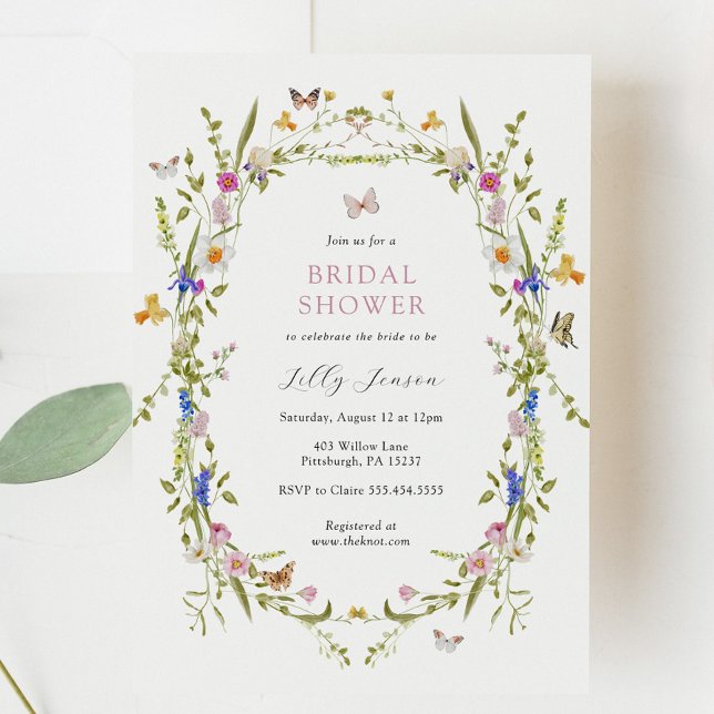 Spring Bloom Butterflies and Flowers Bridal Shower Invitation (Creator Uploaded)
