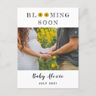 Spring bloom daisy Pregnancy reveal/ birth Announ Announcement Postcard