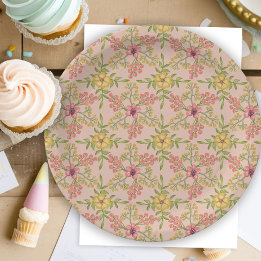 Spring Bloom Floral Pretty Pink Bridal Shower Pink Paper Plates