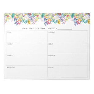 Spring Bloom Flowers Weekly Planner Notepad