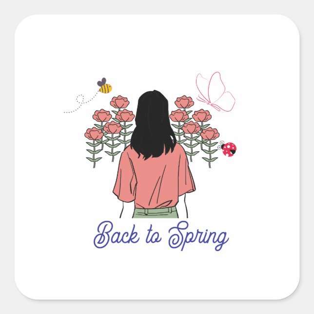 Spring Bloom Square Sticker (Front)