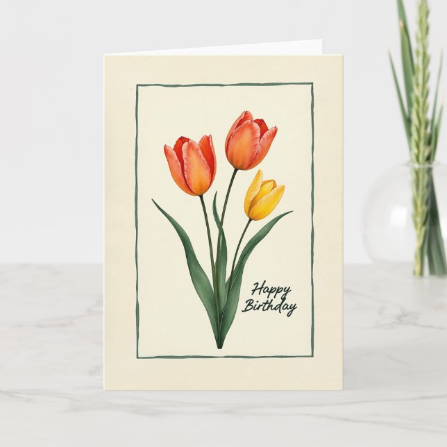 Spring Bloom Trio Birthday Card (Front)
