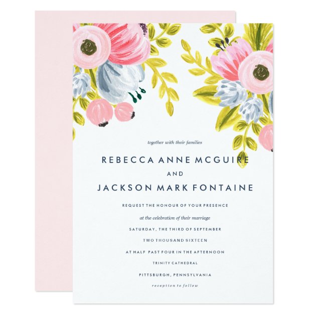 Spring Bloom Watercolor Floral Wedding Invitation