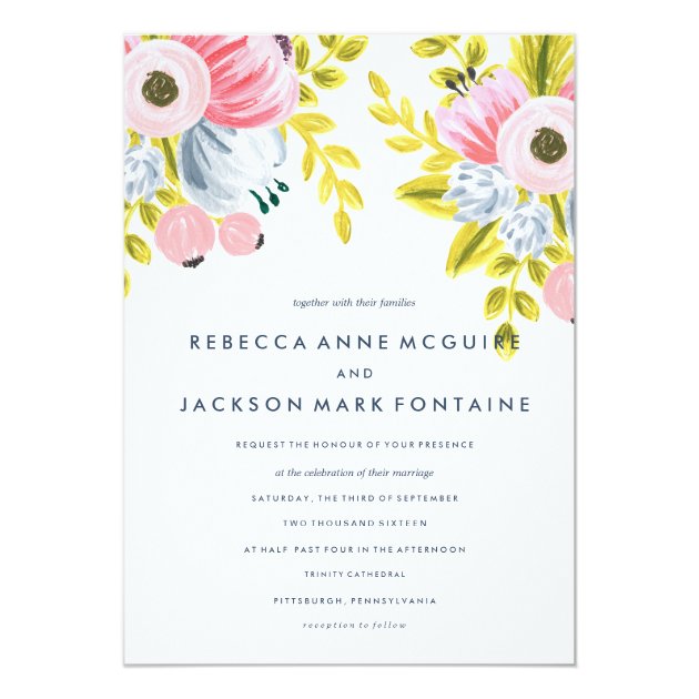Spring Bloom Watercolor Floral Wedding Invitation