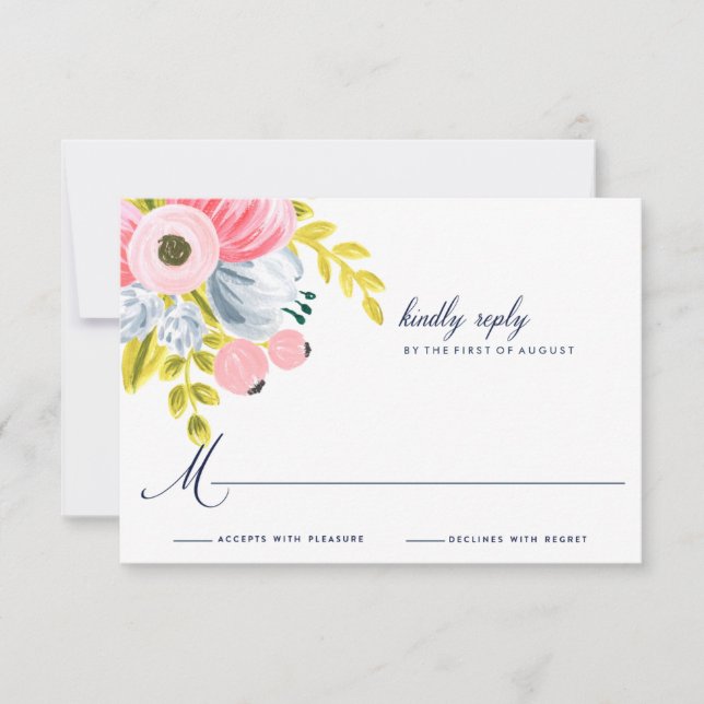 Spring Bloom Watercolor Floral Wedding RSVP (Front)