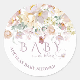 Spring Bloom Wildflower Purple Girl Baby Shower Classic Round Sticker