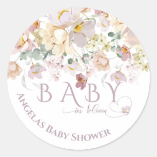 Spring Bloom Wildflower Purple Girl Baby Shower Classic Round Sticker