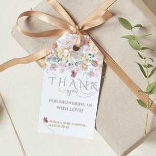 Spring Bloom Wildflower Purple Girl Baby Shower Gift Tags