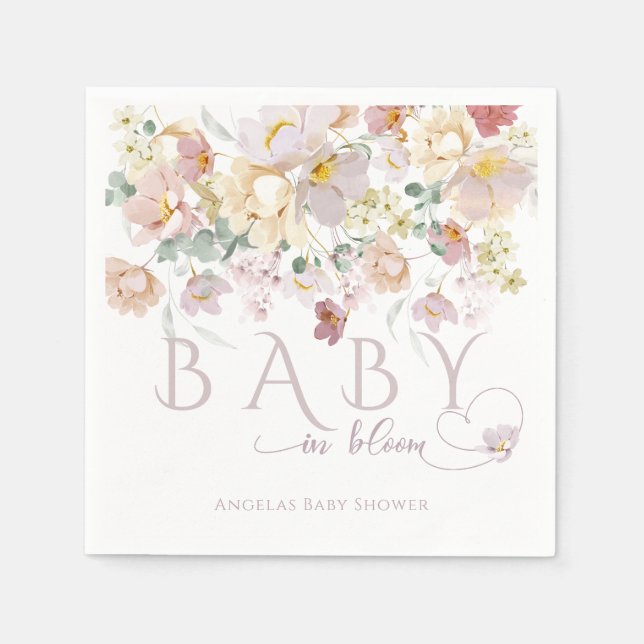 Spring Bloom Wildflower Purple Girl Baby Shower Napkins (Front)