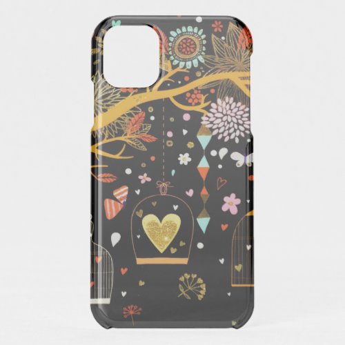 Spring Blooming Tree Gold Bird In Love iPhone 11 Case