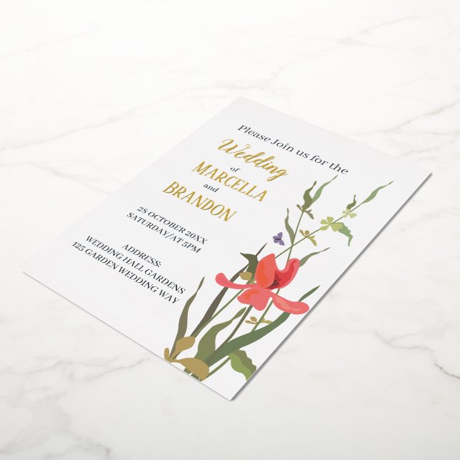 Spring Blooming Tulip Floral Wedding Foil Invitati Invitation (Rotated)