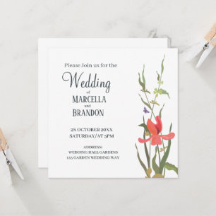 Spring Blooming Tulip Floral Wedding Invitation