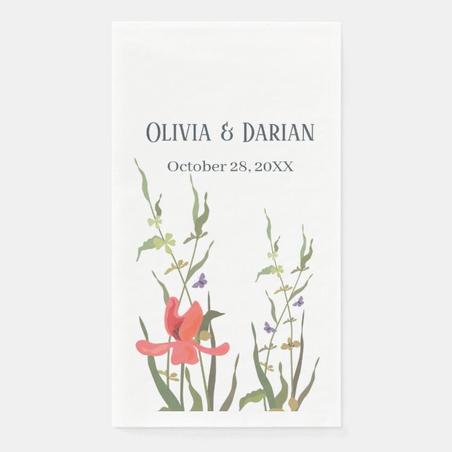 Spring Blooming Tulip Floral  Wedding   Paper Guest Towels (Front)