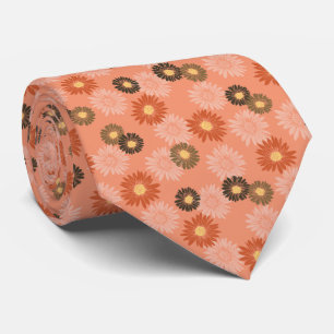 Spring Blooms Daisy Floral Orange Two-sided Neck Tie