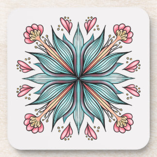 Spring Blooms: Geometric Floral Beverage Coaster