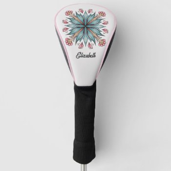 Spring Blooms: Geometric Floral Name Golf Head Cover by borianag at Zazzle