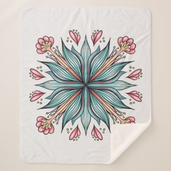 Spring Blooms: Geometric Floral Sherpa Blanket by borianag at Zazzle