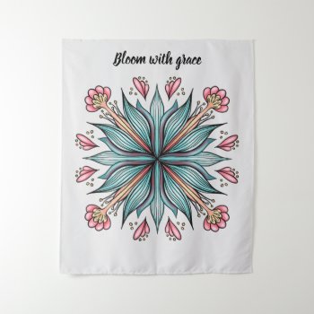 Spring Blooms: Geometric Floral Tapestry by borianag at Zazzle