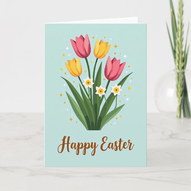 Spring Blooms Happy Easter Card (Front)