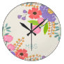Spring Blooms Monogram Wildflower Garden Colorful Large Clock
