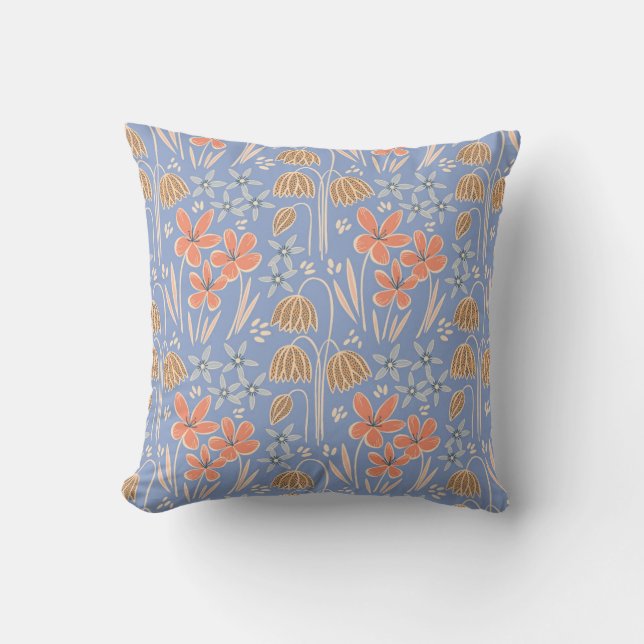 Spring Blooms Periwinkle Throw Pillow (Front)