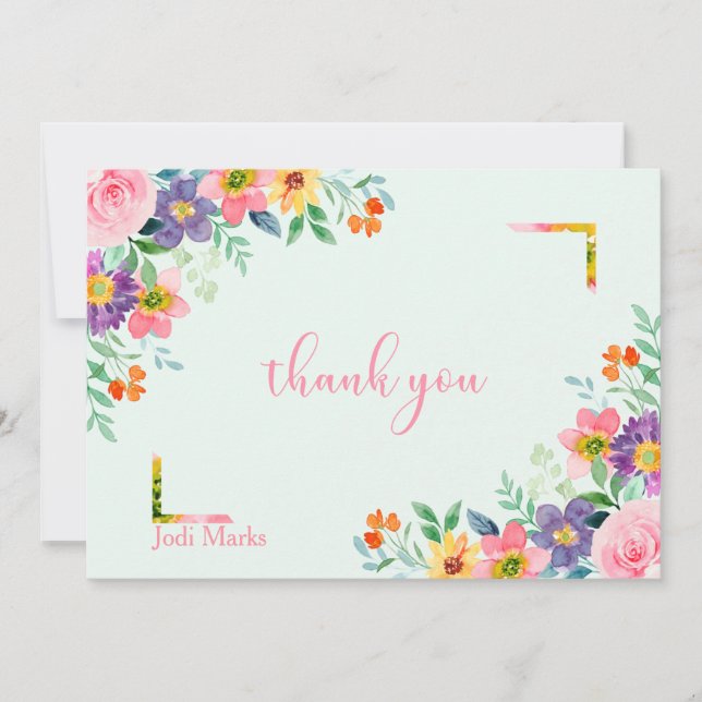 Spring Blooms Watercolor Note Card (Front)
