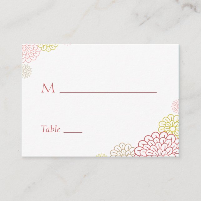 Spring Blooms Wedding Place Card (Front)