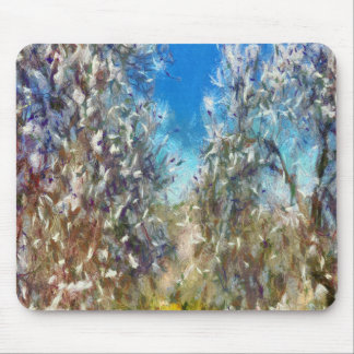 Spring Blossom Almond Tree Pointillism Artwork Mouse Pad