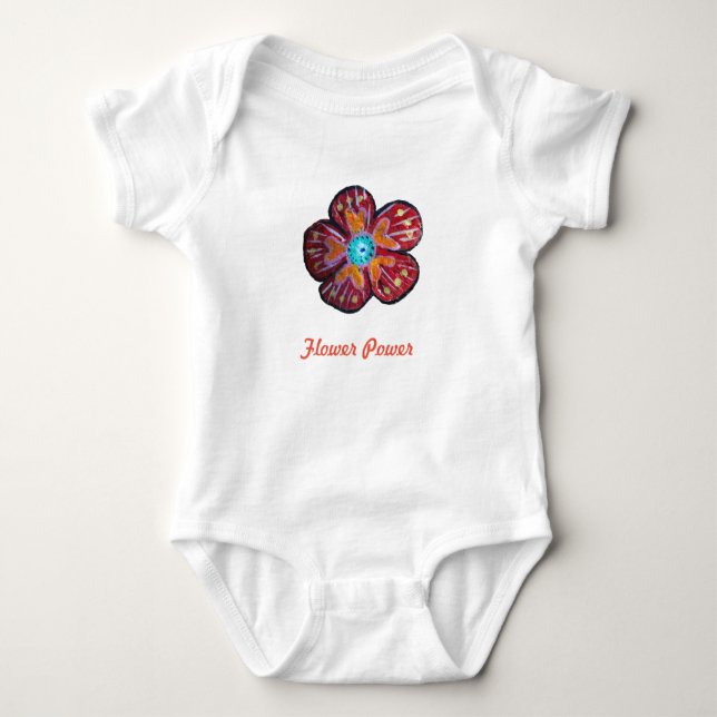 Spring Blossom Drawing Baby Jersey Bodysuit, White Baby Bodysuit (Front)
