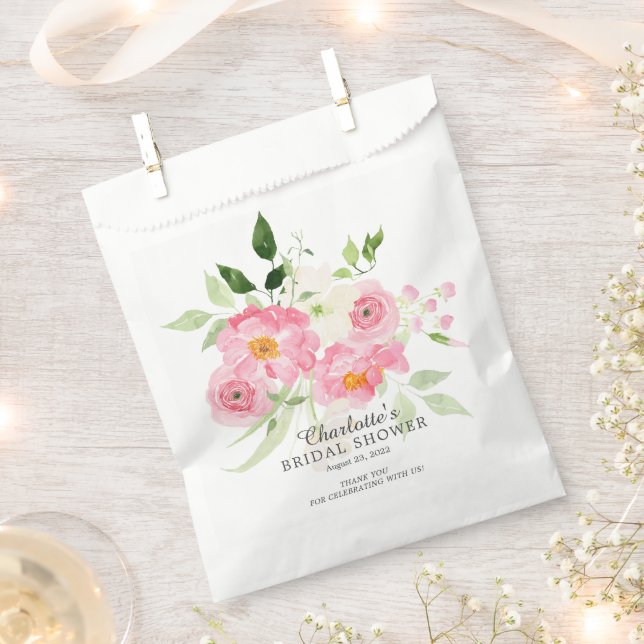 Spring Blossom Floral Bridal Shower Favor Bag (Clipped)