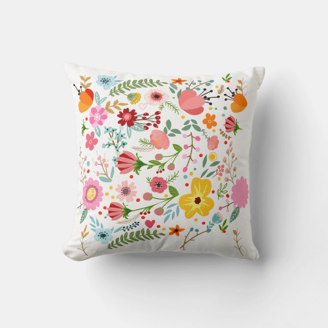 Spring Blossom Floral Throw Pillow (Front)