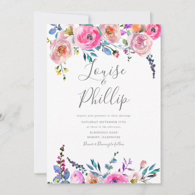 Spring Blossom Floral Wedding Invitation (Front)