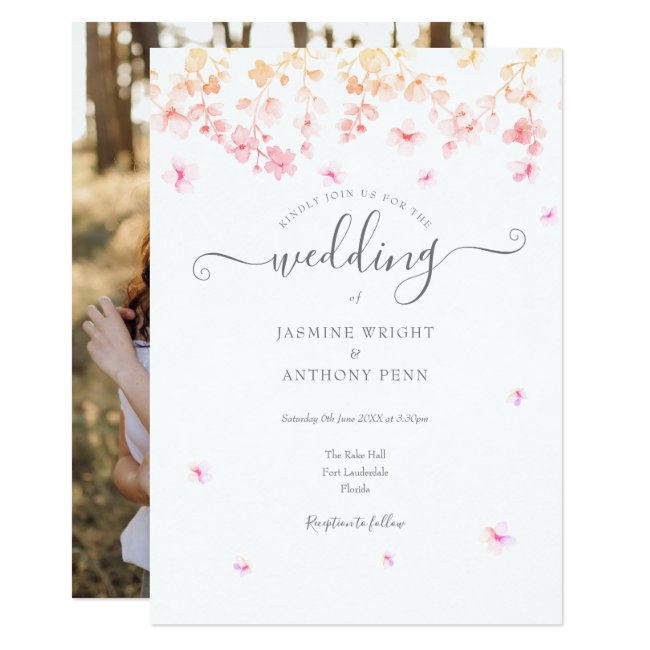 Spring Blossom Floral Your Photo Wedding Invitation