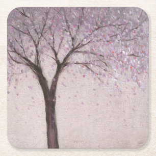 Spring Blossom II Square Paper Coaster
