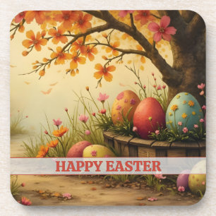 Spring Blossom Magic with Easter Egg Splendor Beverage Coaster