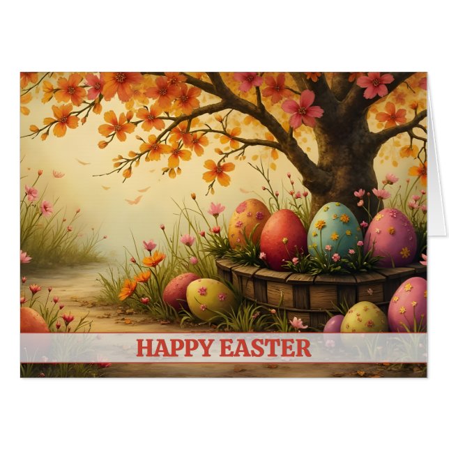 Spring Blossom Magic with Easter Egg Splendor Card (Front Horizontal)