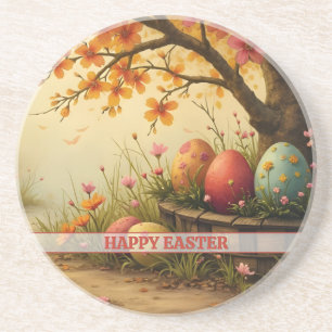 Spring Blossom Magic with Easter Egg Splendor Coaster