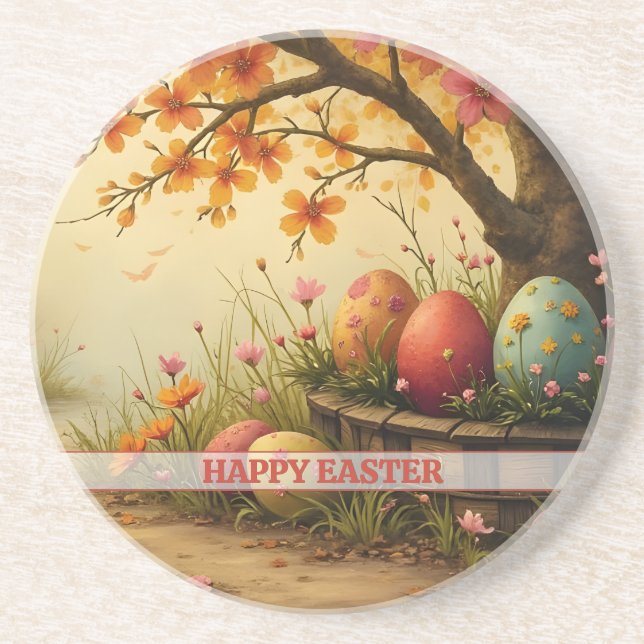 Spring Blossom Magic with Easter Egg Splendor Coaster (Front)
