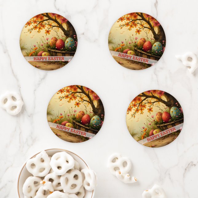 Spring Blossom Magic with Easter Egg Splendor Coaster Set (In Situ)