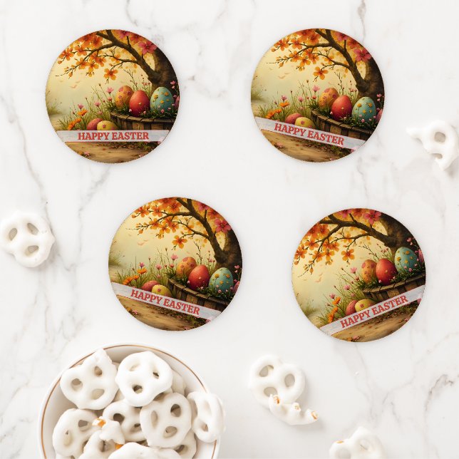 Spring Blossom Magic with Easter Egg Splendor Coaster Set (In Situ)