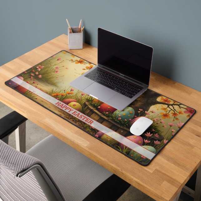Spring Blossom Magic with Easter Egg Splendor Desk Mat (Office 2)