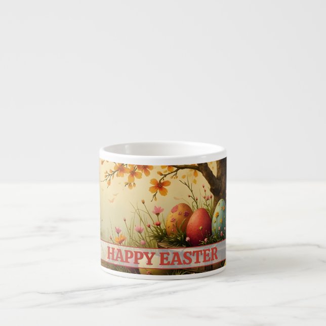 Spring Blossom Magic with Easter Egg Splendor Espresso Cup (Front)