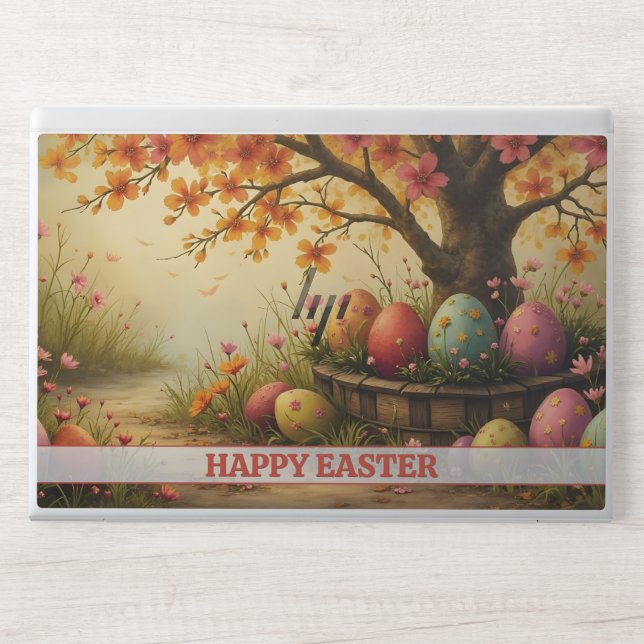 Spring Blossom Magic with Easter Egg Splendor HP Laptop Skin (Front)