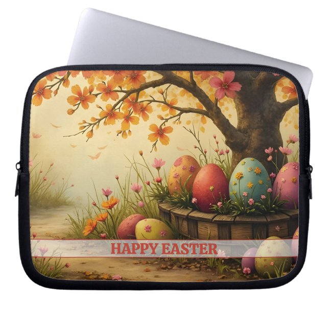 Spring Blossom Magic with Easter Egg Splendor Laptop Sleeve (Front)