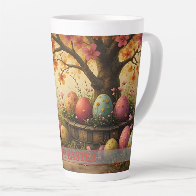 Spring Blossom Magic with Easter Egg Splendor Latte Mug (Right Angle)