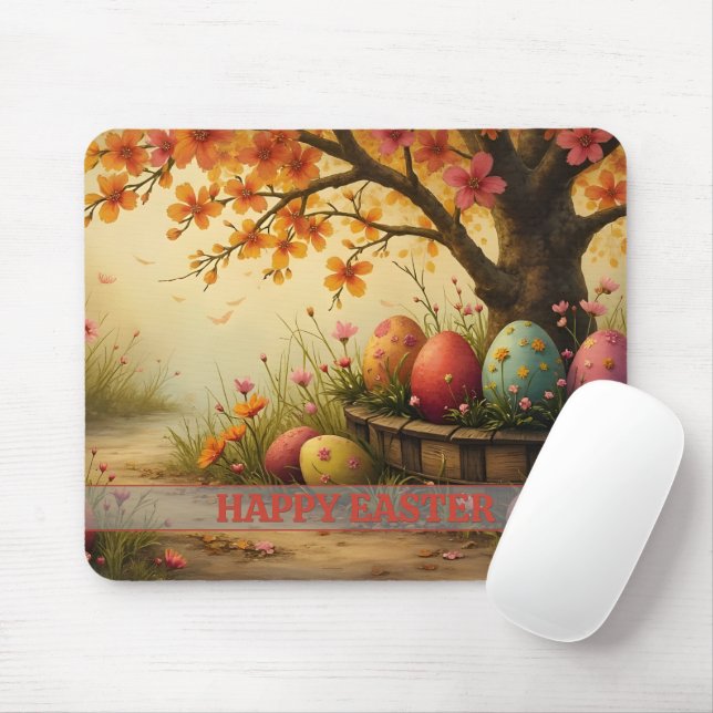 Spring Blossom Magic with Easter Egg Splendor Mouse Pad (With Mouse)
