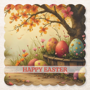 Spring Blossom Magic with Easter Egg Splendor Paper Coaster