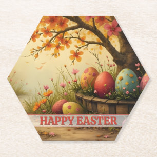 Spring Blossom Magic with Easter Egg Splendor Paper Coaster