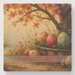 Spring Blossom Magic with Easter Egg Splendor Stone Coaster