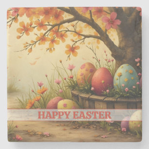 Spring Blossom Magic with Easter Egg Splendor Stone Coaster